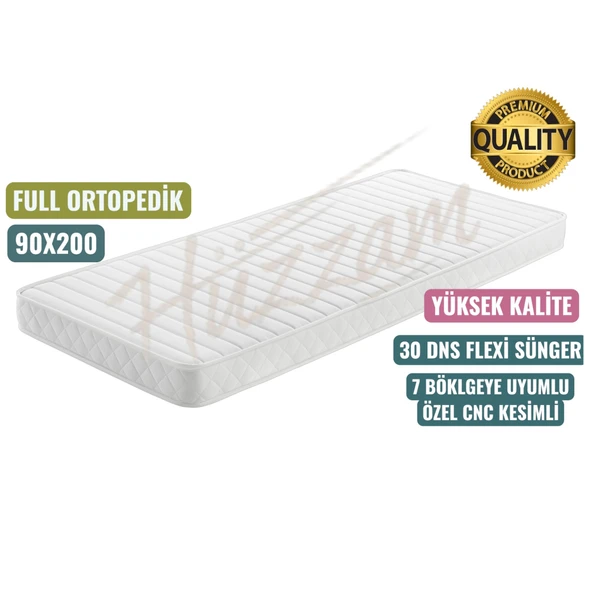 HÜZZAM 90x200x12 cm / Ortopedik Sünger Yatak / 30 DNS Orta-Sert / Tek Kişilik / Çift Yönlü Uzun Boy ürün görseli 1