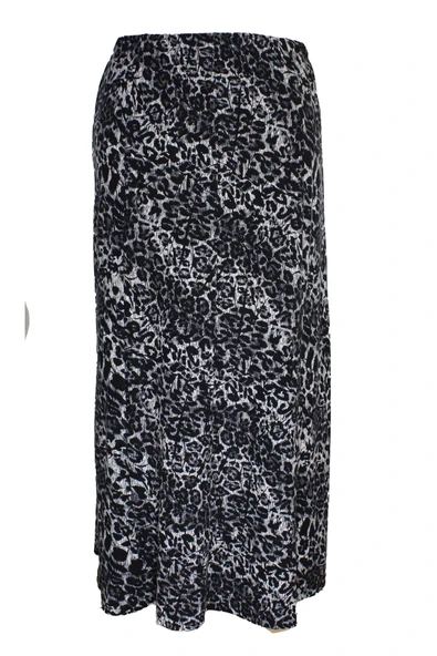 Kadın Betül 8 Parça Lastikli Astarsız Siyah Leopar Desenli Etek - Resim 4