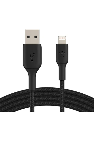 Örgülü Lightning Hızlı Şarj & Aktarım Kablosu 1m Siyah ürün görseli 1