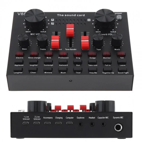 V8s Canlı yayın seti Ses Kartı Kondenser mikrofon Bluetooth - Resim 3