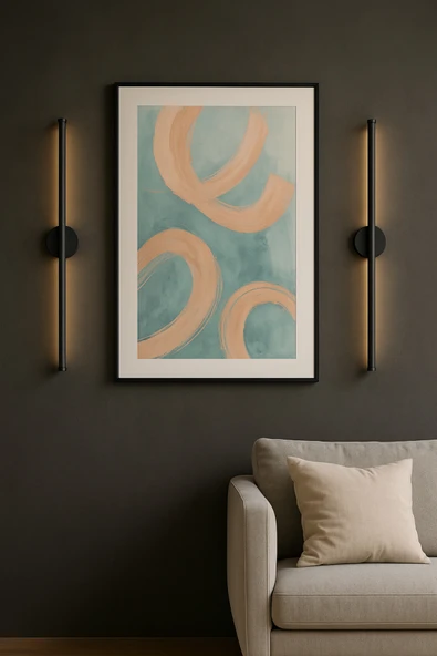 Netzy Obsidian Noir™ Simli Siyah 70 cm Modern Kablosuz Pilli LED Aplik – Montajsız Duvar Lambası Pil Dahil ürün görseli 1