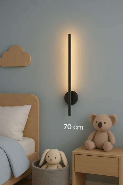 retro home design Siyah Pilli 70cm Tak Çalıştır Pil Dahil Duvar Aplik Günışığı 3000k (1 ADET) - Resim 3