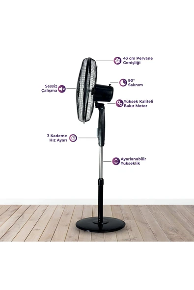 JOYSIDEA Joysıdea 16 İnç Ayaklı Vantilatör - Resim 3