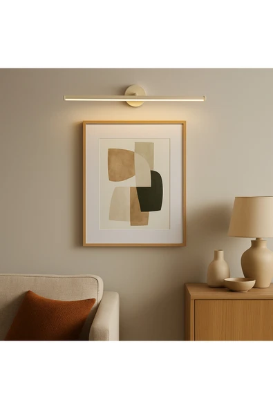 Netzy Sahara Glow™ Sahra Işıltısı 70 cm Modern Kablosuz Tablo Ayna Pilli Aplik Montajsız Duvar Lambası - Resim 2