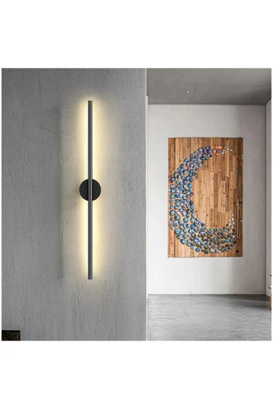 Netzy Modern Premium Kablosuz Pilli Gün Işığı Led Aplik – Siyah 70cm | Montajsız Duvar Lambası (Pil Dahil) - Resim 2