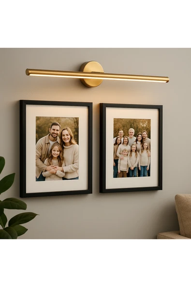 Netzy Vintage Gold™ Eskitme Gold 70 cm Modern Kablosuz Tablo Ayna Pilli Aplik Montajsız Duvar Lambası - Resim 5