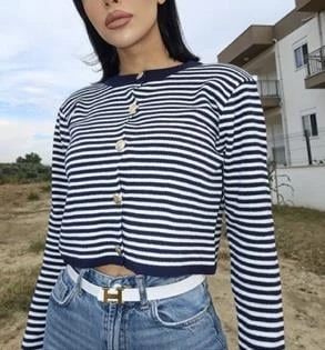 Hipatu İnce Çizgili Altın Düğme Hırka (1780) ürün görseli 1