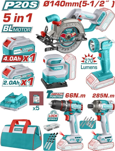 Total TOSLI241081E Daire Testere + Zımpara + Darbeli Vidalama Set ürün görseli 1