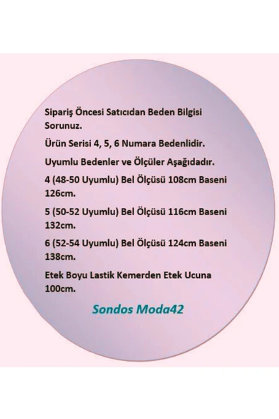 Kadın Battal Beden 8 Parça Kaliteli Lastikli Siyah Etek Desen 05 - Resim 4