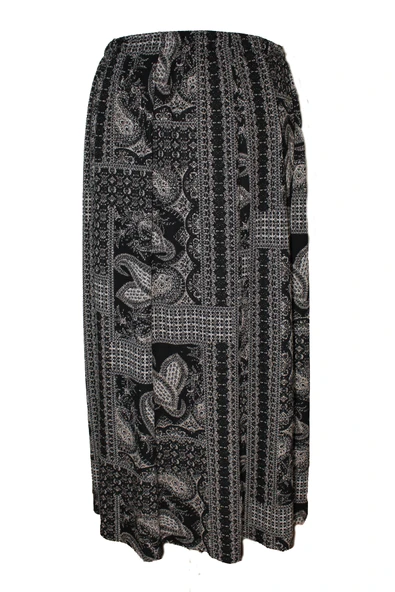 Kadın Battal Beden 8 Parça Kaliteli Lastikli Siyah Etek Desen 03 - Resim 4