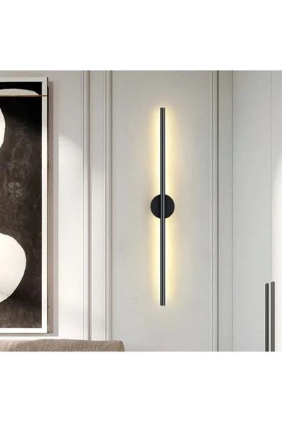Netzy Modern Premium Kablosuz Pilli Gün Işığı Led Aplik – Siyah 70cm | Montajsız Duvar Lambası (Pil Dahil) ürün görseli 1
