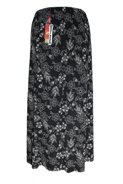 Kadın Battal Beden 8 Parça Kaliteli Lastikli çiçek desenli Siyah Etek ürün görseli 1