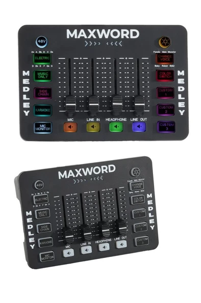 Maxword MEDLEY Gaming Canlı Yayın Stüdyo Kayıt RGB Ses Kartı DJ Mixer (Telefon PC Uyumlu) - Resim 4