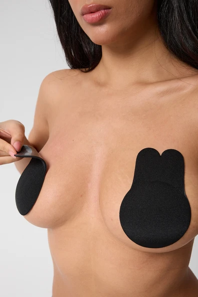 leswear Yapışkanlı Silikon Sütyen Siyah Push Up Göğüs Dikleştirici Göğüs Ucu Kapatıcı - Resim 5