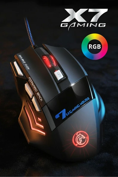 7635 X7 RGB LED Işıklı Gaming Mouse / 7 Tuşlu Oyuncu Mouse / 1200/1600/2400 DPI / Kumaş Kablo ürün görseli 1