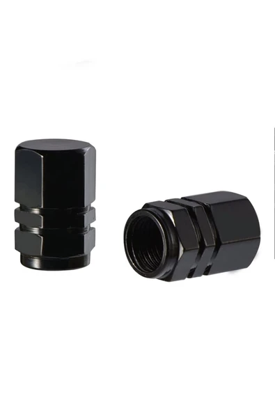 Jet Black Siyah Alüminyum Sibop Kapağı 4 Adet Set (OTO ALÜMİNYUM HEXAGON SİBOP KAPAĞI SETİ) ürün görseli 1