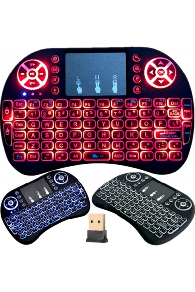 2385 Kablosuz Smart Tv Mini Klavye Mouse Işıklı Şarjlı - Resim 2