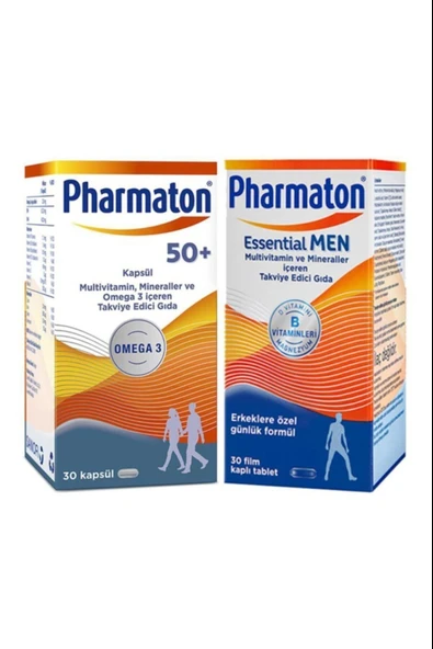 Pharmaton Essential Men 30 Kapsül ve 50 Plus 30 Kapsül ürün görseli 1