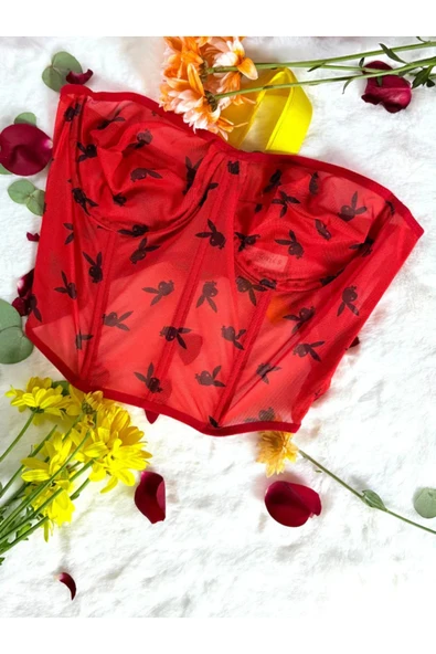 leswear RedWhisper Playboy Detaylı Kadın Korse ürün görseli 1