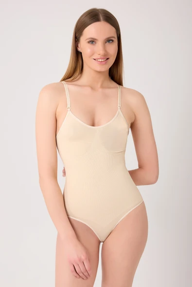 leswear İnceltici ve Toparlayıcı Etkili Vücut Sıkılaştırıcı Seamless Zıbın Korse Ten ürün görseli 1