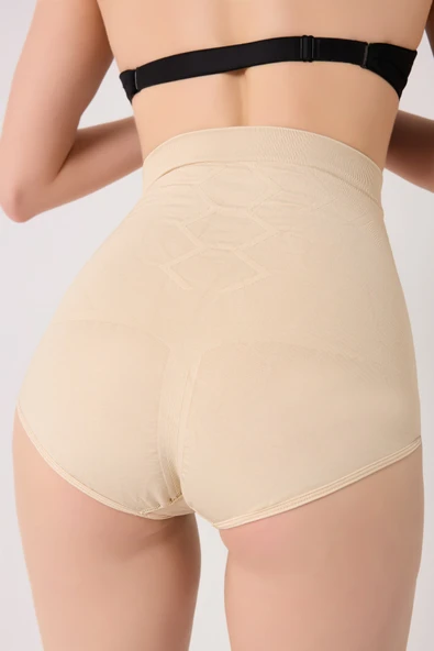leswear Yüksek Bel Slip Seamless Ten Rengi Korse Basen Toparlayıcı Bel İnceltici Kalça Sıkılaştırıcı - Resim 3