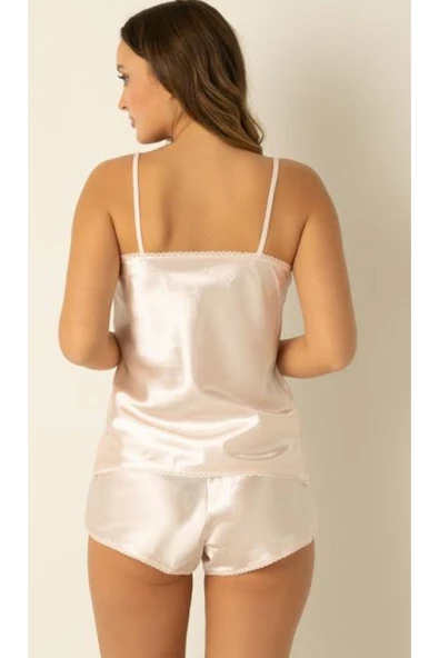 Doremi saten şortlu takım Ekru L/XL ürün görseli 1