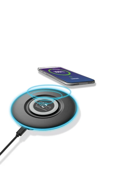 4520 Kablosuz 15W Hızlı Şarj / 3'ü 1 Arada (Hızlı Şarj-Hızlı Eşleştirme-Otomatik Tanıma) / LED Işık - Resim 2