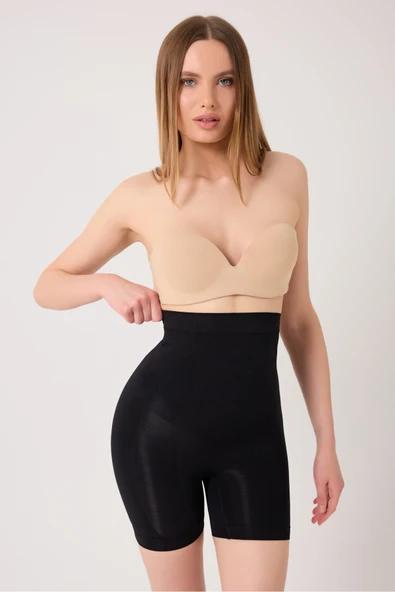 leswear Yüksek Bel Paçalı Seamless Korse Basen Toparlayıcı Bel İnceltici Kalça Sıkılaştırıcı ürün görseli 1