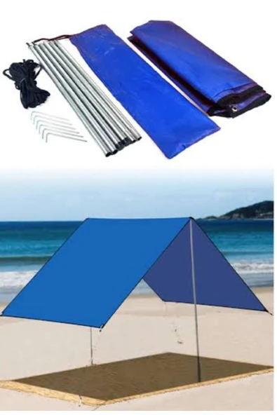 Kamp Gölgeliği, Tente 150x300cm Mavi - Resim 2