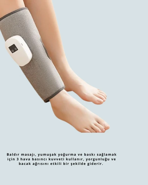 Şarjlı Isıtmalı Baldır Masaj Aleti – 3 Hava Basınçlı, Titreşimli ve Akıllı Zamanlayıcılı - Resim 5