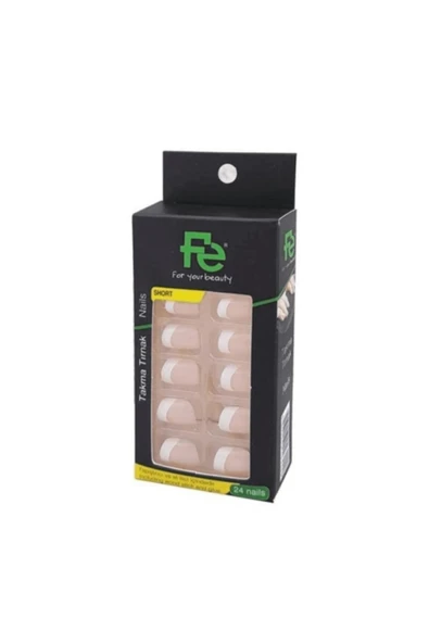 Fe Takma Tırnak Kısa 24lü Krem (YAPIŞTIRICI VE İTİCİ HEDİYELİ) ürün görseli 1