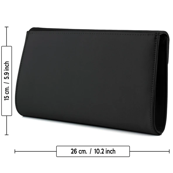 Erkan Saçmacı Siyah Saten Zincir Askılı Oval Manyetik Kapaklı İç Cepli Zarif Abiye El Çantası - Resim 6