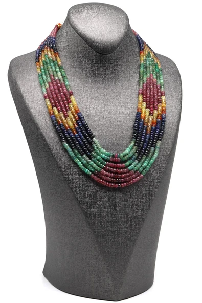 7 Sıralı Yakut-Safir-Zümrüt Multi Color Kolye ürün görseli 1
