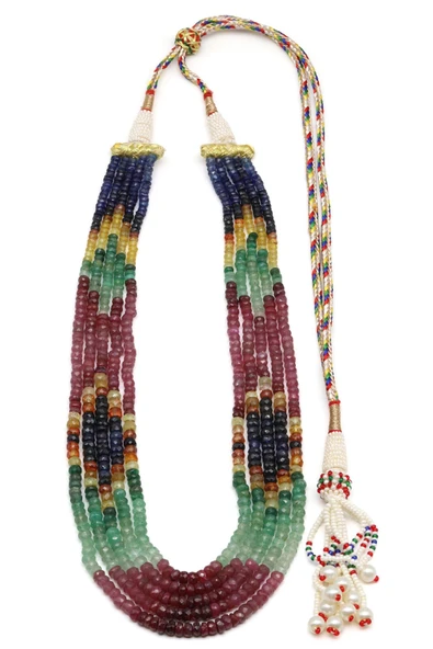7 Sıralı Yakut-Safir-Zümrüt Multi Color Kolye - Resim 3