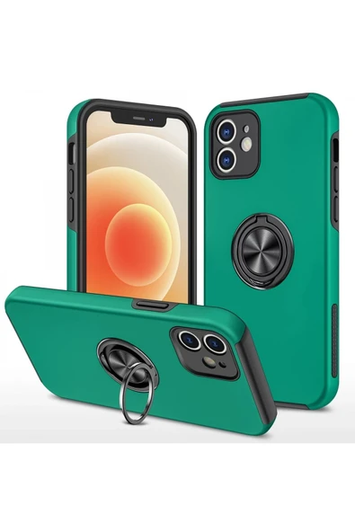 Akman iPhone 12 Kılıf Elit Yüzüklü Kapak - Yeşil - ACL6202344-1561 ürün görseli 1