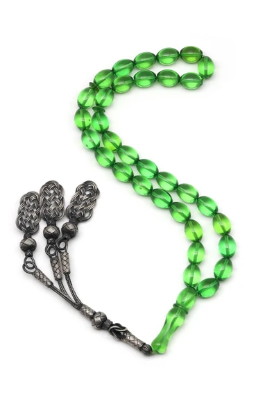 1000 Ayar Gümüş El Örmesi Kazaz Püsküllü 8 x 11 mm Kehribar Tesbih - Resim 2