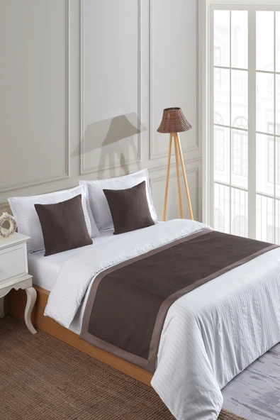 Varol 70x250 Yatak Şalı (Runner) ve 2 Adet 45x45 Kırlent Seti – Otel Konsept Lüx Dekoratif Set - Resim 4