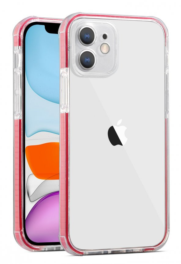 Apple iPhone 11 Kılıf Kamera Korumalı Renkli Tam Koruma Şeffaf
