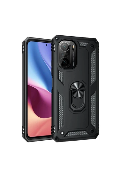 Akman Xiaomi Poco F3 Kılıf Sofya Yüzüklü Silikon Kapak - Siyah - ACL6207405-7909 ürün görseli 1