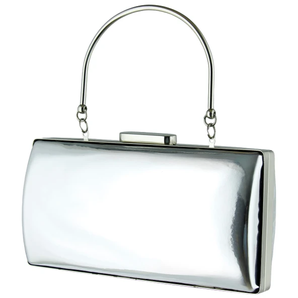 Erkan Saçmacı Gümüş Ayna Metal Saplı Zincirli Abiye El Çantası - Resim 2