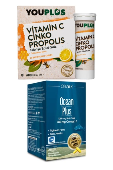 Youplus 20 Efervesan Tablet Ve Ocean Plus 1200 mg 30 Kapsül ürün görseli 1