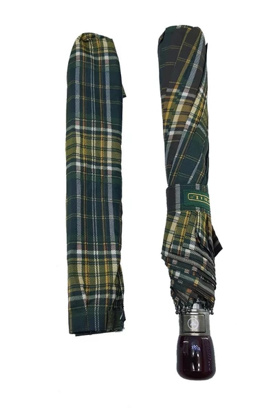 Snotline-April Bayan Şemsiye Otomatik Açılır 10Telli Kapalı Boyut 40 Cm 95 Cm Çap Yeşil Ekose - 2