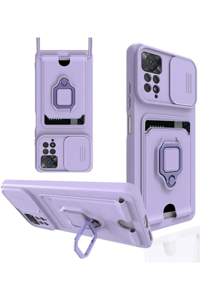 Akman Xiaomi Redmi Note 12 Pro 4G Kılıf Zuma Kartvizitli Yüzüklü Silikon - Lila - ACL6205751-1326 ürün görseli 1