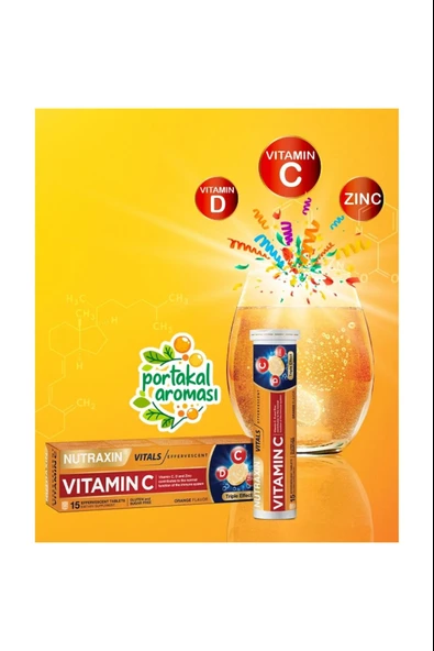 Nutraxin Efervesan - Vitamin C-D-Zinc 15 Tablet 2 Adet - Resim 2
