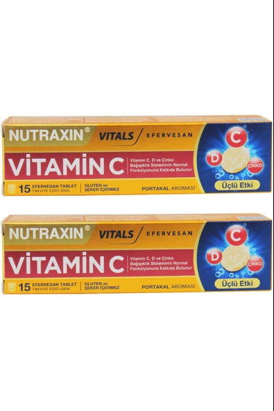 Nutraxin Efervesan - Vitamin C-D-Zinc 15 Tablet 2 Adet ürün görseli 1