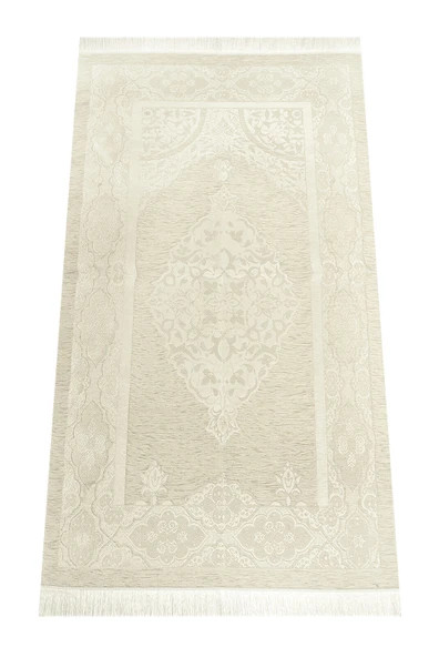 6 Parça Gelin Çeyizlik Seccade Seti Hediyelik Şal Tesbih Zikirmatik Kuranı Kerim Seti Beyaz - Resim 4