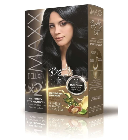 Maxx Beauty Expert Zeytinyağı+keratin+argan Birleşimi 1.1 Mavi Siyah Set Boya - Resim 2