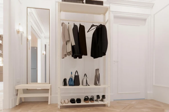 31x93x200 Cm Krem Metal Portmanto - Gardırop ürün görseli 1