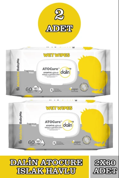 Dalin Atocure Islak Mendil 60'lı 2 Adet ürün görseli 1
