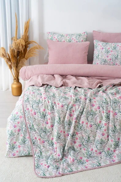 Cherie Çift Kişilik Nevresimli Pike Takımı - 7 Parça Çeyiz Seti - Resim 2